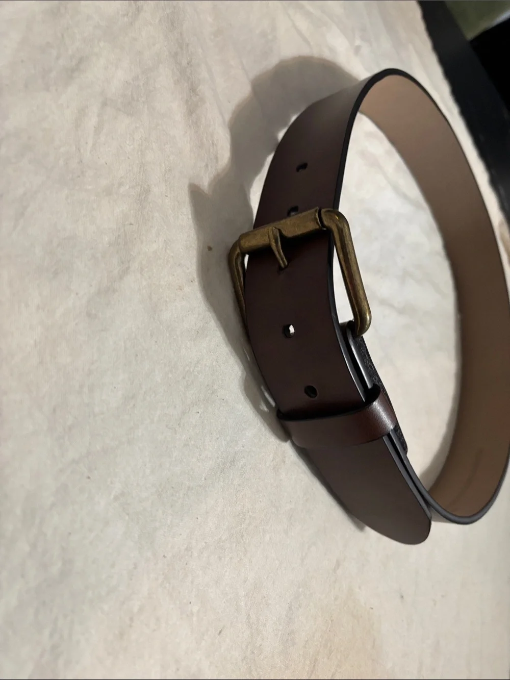 GAP Brown Leather Belt with Brass-Tone Buckle